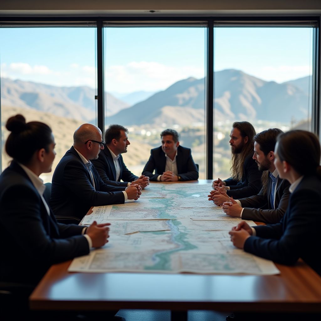 Equipo de ArgPetro revisando mapas geológicos